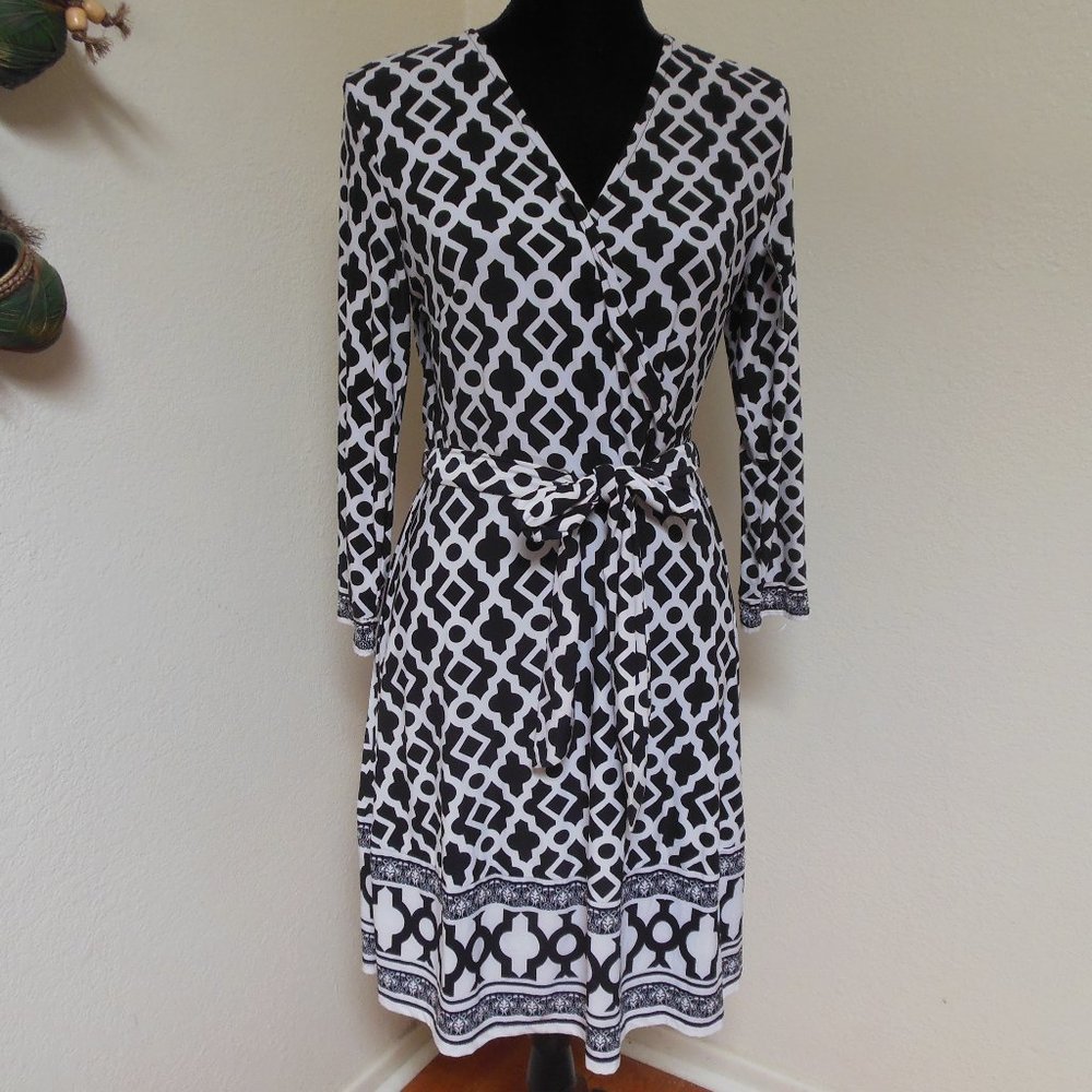 INC Black Garden Mist Morracan Window Print Dress